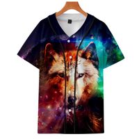 Męskie Koszulki Space Galaxy 3D Wolf Drukowane Baseball Koszulka Hip Hop Tee Koszula Hipster Casual Tshirt Streetwear T Odzież marki