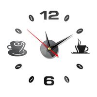 Orologi da parete fai da te Grande orologio Grande orologio Frameless Gigante Moderno Design Cafe Caffè Tazza da caffè Bean Decor Cucina orologio