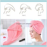 Havlu Tekstil Ev Gardenowel Mikrofiber Saç Hızlı Kurutma Wrap Bayan Kızlar Ladys Hızlı Kuru Şapka Kap Türban Başkanı Banyo Araçları Bırak Deliv