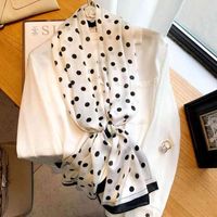 high quality new Korean fashion wave dot printed like small silk early autumn decorative warm scarf dual-purpose shawl
