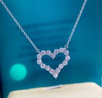 S925 Silber Herzform Anhänger Halskette mit funkelnden Diamanten für Frauen Hochzeit Schmuck Geschenk Have Velet Tasche Stempel PS4722