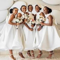 Weiße kurze Brautjungfer-Kleid-Reißverschluss zurück Blownot