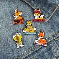 Fox Quotations Enamel Pins I AM BUSY Fun Banner Brooch Lapel Badge Bag Cartoon Animal Jewelry Gift for Friend