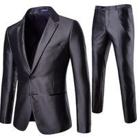 Trajes de vestir para hombre con pantalones 2 piezas de ropa formal para bodas de buena calidad Hombres Slim Black Trajes Blazer Chaquetas Tamaño 2xl # 07011