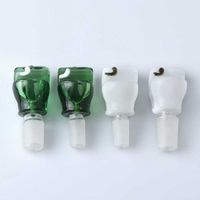 Ciotola per fumatori in vetro igienici unici Verde Bianco 14mm 18mm Maschile Ciotole inebriante maschile Bong per DAB Oil Rigs Acqua Tubi