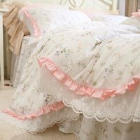 Yatak takımları Büyük Dantel Kraliçe Set Romantik Fırfır Nevresim Tasarımcısı Çiçek Yatak Yatak Odası Lüks Lüks