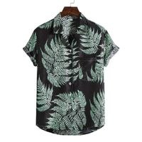 Camisas casuales de los hombres Camisa de la playa de los hombres Hoja Hawaiian Lámina Botones Male Flow Fool Solfel Sapa Top Vacaciones 2022 Verano