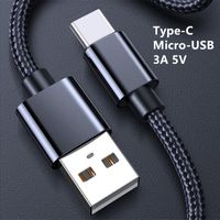 Бесплатный DHL 2M Lenth нейлоновая ткань обертывающая быстрая зарядка 3а USB к типу микро-USB-кабеле зарядки для Samsung Huawei Xiaomi OPPO VIVO