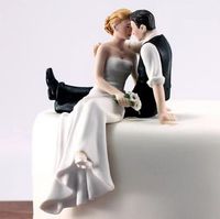 Décoration de fête Favorie de mariage et décoration - Le look de l'amour Bride Groom Couple Figurine Cake Topper