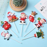 Andere festliche Partei liefert dreidimensionale Weihnachtskuchendekor Puppe Cartoon Santa Claus Elch Socke Geschenk Cupcake Topper Handwerk Nette DIY B