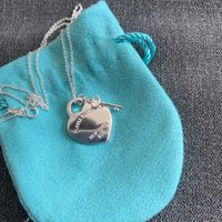 20021 Moda Original 925 Silver Love Necklace Charm Heart Colgante Collar 1: 1 Key Women DIY Heart Hearm Child Jewelry Gift Cadena de clavícula Q0127