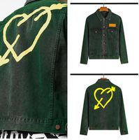 Erkekler Ceket Palmiye Bir Hoodie Tasarımcısı Yeşil Aşk Baskı Denim Eşofman Avuç Kalpler Kalp Piercing Ok Denims Ceketler Melekler Yıkanmış Yeşiller Giyim