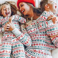 Christmas Family Matching Pajamas Set Mother Father Kids Mat...