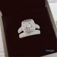 Topaz Simulated diamond cz 14KT White Gold Filled 3-in-1 Engagement Wedding Band Ring Set for Women Sz 5-11