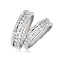 Cluster Rings EDI 0.6CTW G / SI Naturlig diamantbröllop Ringband Real 14K Vitguld 585 Halv Eternal För Kvinnor Lyxkanal Inställning