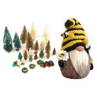 クリスマスの装飾30個ミニチュアの曇りの木のびんのブラシミニ1バンブル蜂夏Gnome Prush人形の装飾
