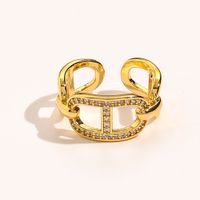 20style 18k chapado en oro titanio acero inoxidable anillos abiertos anillos de diseño de alta calidad letras retro anillo geométrico hombres mujeres joyería de metal accesorios