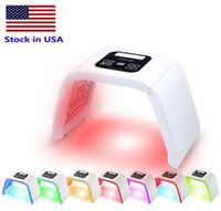 Lager USA 7 Färg LED Light Therapy Face Beauty Machine Ledfacial Neck Mask med mikrourent för hudblekningsanordning