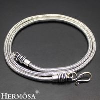 Hermosa Smycken Klassisk Bali Design Vintage 925 Sterling Silver Färg Mode 3 Storleksval Halsband 18 "20" 22 "ST69