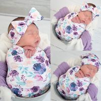 Newborn Fotografia Photo Photo Sacos de Natal Sacos Flor Impresso 3 Pcs Set Sleepwear + Cap + Vestido De Cabelo Bebê Menina Posando Swaddle Decor Wrap Cobertor 80 * 80cm