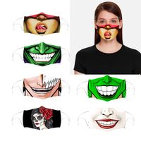 Geri Çekilebilir Kulak Asılı Yüz Gülümseme İfade Karikatür Tasarımcı Yüz Maskesi Toz Geçirmez Maske Kişiselleştirilmiş Paroid Cross-Sad Sadakat Breathablea30