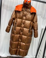 Womens Maya Long Down Jackets France Brand Knit Stitching a metà lunghezza Lettere ricamato Badge Girl Galles Parkas