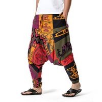 Roupa étnica Baggy Linen Harem Calças Homens Hip Hop Streetwear Roupas Africanas Imprimir Largo Perna Calças Casuais Vintage Long 3xl