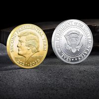 Donald Trump Münze 2021-2025 Zweiter Präsident Begriff Gedenkhandwerk Halten Sie Amerika Großes Metallabzeichen