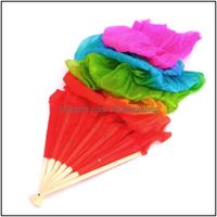 Stage Wear Apparel Colorf Belly Dance Bamboo Long Silk Fans Veils 4 Colors Hand Made Fan Drop Delivery 2021 Vwkay