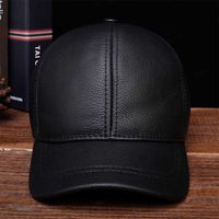 HL130 męska skórzana skóra baseballowa kapelusz marki styl wiosna marka styl zima rosyjski ciepły jeden futro czapki 210623