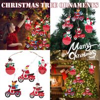 Christmas Decorations 5pcs Creative Santa Claus Snowman Elk Cartton Wooden Pandent 2022 Year Ornaments Home Decor