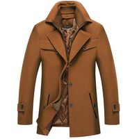 2021 Winter Men's Woolen Windbreaker Coat New Solid Color Single Breasted Trench Slim Fit Business Casual Wool Jacket Blends free shipp