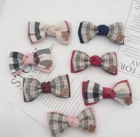 Mujeres clásico diseñador patrón de cuadrícula impresión niñas pasadores doble capa bowknot Duckbill clip letras estilo británico clips de pelo accesorios