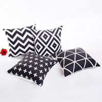 Black & White Polyester Throw Pillow Case Home Decor Geometr...