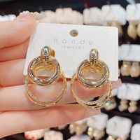 Boucles d'oreilles Dangle lustre bijoux pour femmes personnalité rétro bague métallique géométrique interclocking S925 Silver Nee-DLE Light High-Out Oreille
