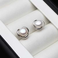 925 Sterling Silver Jewelry Pearl Earrings Fine Natural White Stud For Women Wholesale 220119