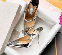 Zarif Lüks Tasarım Bing Baily Gelinlik Ayakkabı Yüksek Topuklu Kadın Kristal Inci Kayış Kadın Pompaları Noktası Burun Seksi Bayan Yürüyüş Ayakkabısı EU35-41
