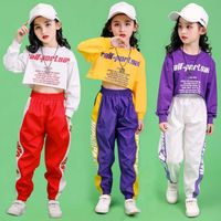 Para 8 10 12 14 16 18 Anos Adolescentes Girls Girls Set Cropped Sweatshirt Camisa Calças Jogger Calças Hip Hop Roupas Jazz Dance Trajes X0902