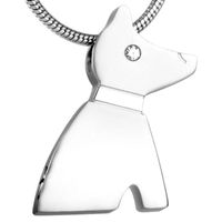 Colares pendentes urna colar de aço inoxidável forma de cão lembrança de jóias de cremação prata para pet cinzas livres gravar