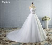 ZJ9046 2021 Lace Vestidos de novia de marfil blanco con tren para novias Tamaño de diseño elegante 2-26W