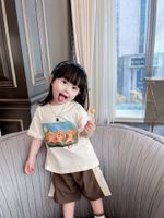Çocuklar için Pamuk T-Shirt Erkek Kız Yaz Karikatür Kedi Kısa Kollu Tees Giysileri Çocuk Sevimli Üstleri