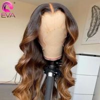 Eva Brown Highlight Wig Human Hair Body Wave Ombre Lace Front Brazilian Frontal Wigs For Women Pre Plucked Colored