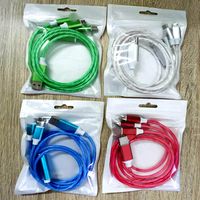 3 in 1 LED Flowing USB Cables 1m Streamer Data Line Type C Micro Charger Cord for Samsung Huawei Smart Phone a52