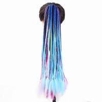 Hair Accessories Cute Elastic Band Rubber Wig Headband 60Cm Color Gradient Dirty Braided Ponytail Women