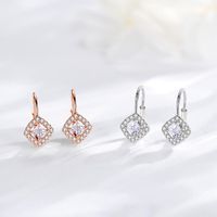 Brincos de prata esterlina de luxo 925 para mulheres rosa cor de ouro Cubic Zirconia jóias de cristal