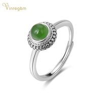 Cluster Rings Vinregem 100% 925 Sterling Silver Green Hetian Jade Wedding Engagement Vintage Classic Fine Jewelry Wholesale Drop