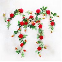 Bir Kırmızı Gül Çiçek Asma Ipek Vines 175 cm Dize Ev Duvar Asılı Dekoratif Çiçekler Çelenkler Için