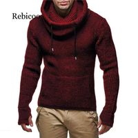 Otoño Invierno Hombres Turtlenk Suéteres Masculino High Street Color Sólido Slim Fit Punto Suéter M-2XL