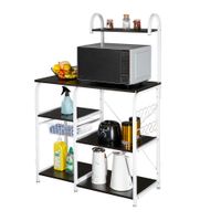 4 Layer Storage Organization Kitchen Iron Frame Microwave Rack with Basket Floor Household Baby Products Multi-layer Holder