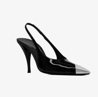 Luxury Women Vesper Sandals Shoes For Women Slingback Patent Leather Metal Toe Cap Lady Pumps Fashion High Heels Comfort Walking EU35-40.BOX